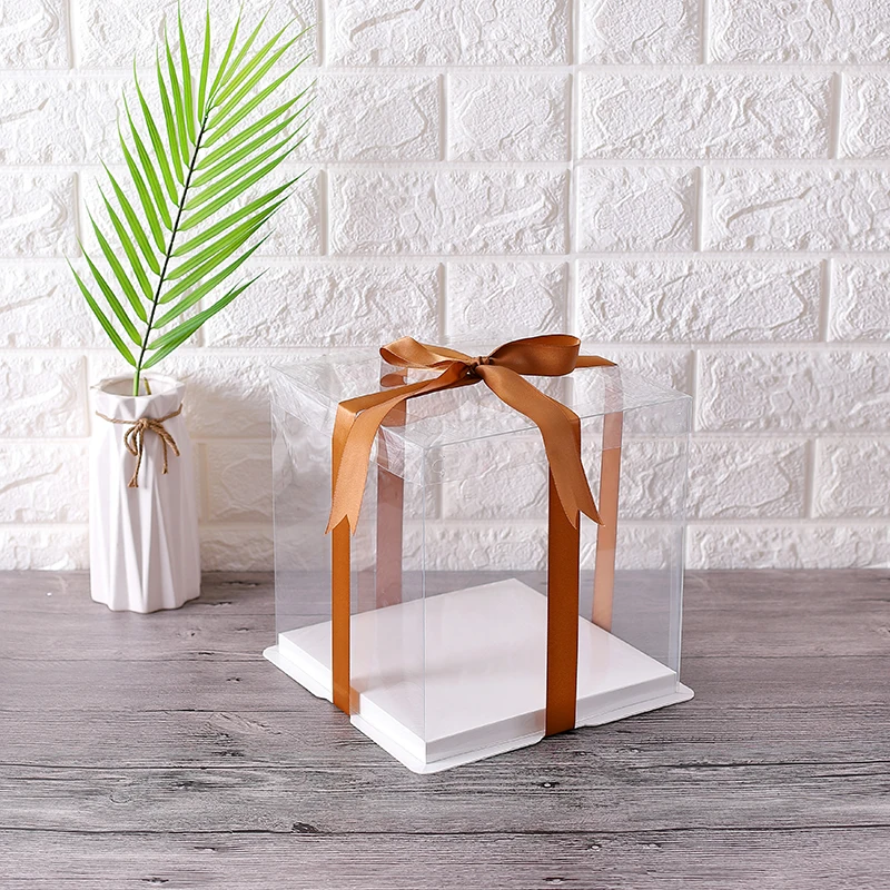 
KCCB 2020 NEW disposable plastic cake box Custom Cake Box with logo Food Grade Clear Decorative festival Birthday Cake Box 