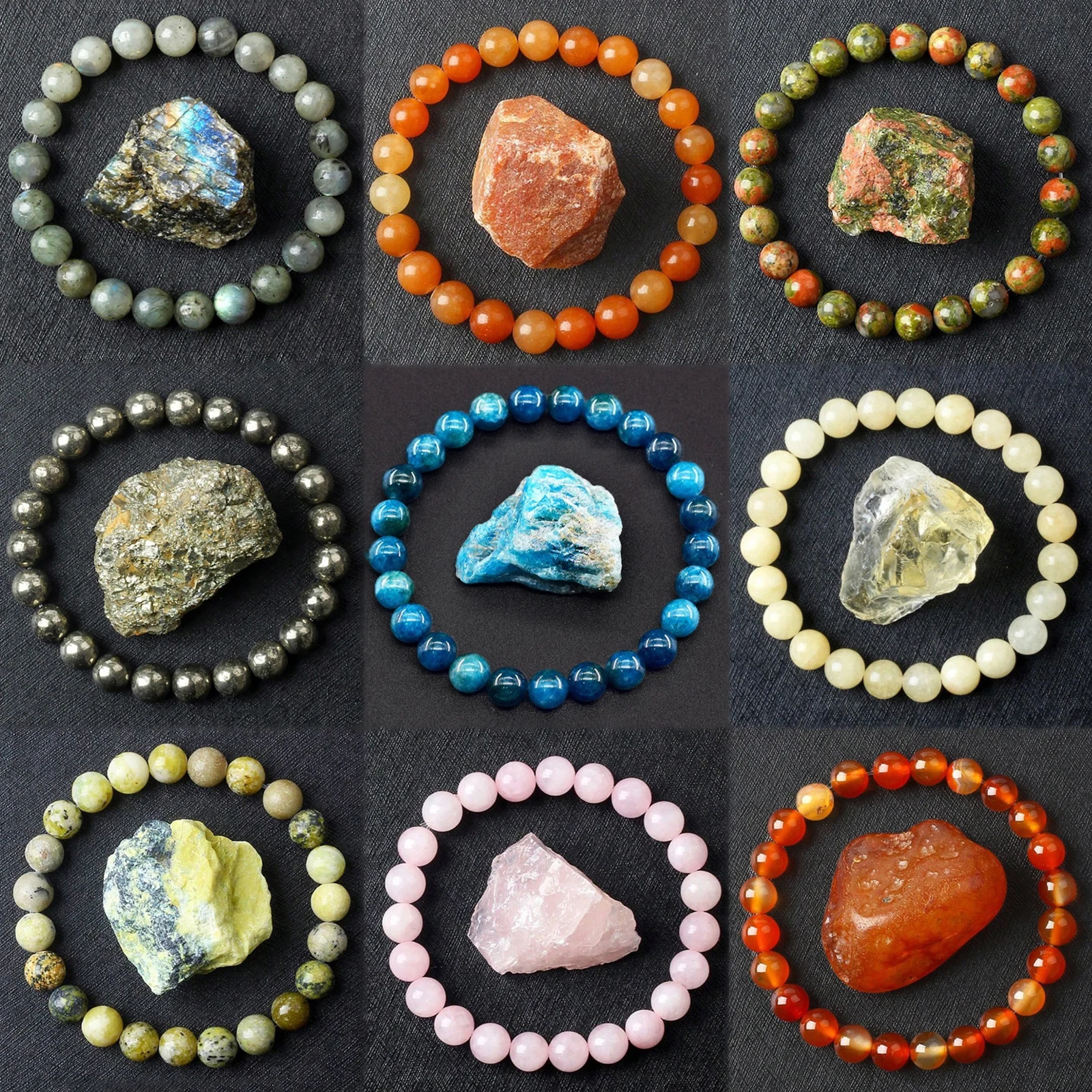 Wholesale Crystal Natural Stone Charms Beaded Bracelet Men Women Fashion Colorful Natural Ore Bracelet Femme Jewelry For Gifts