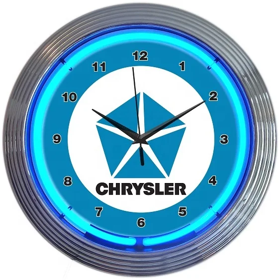 Wholesale custom neon lights decoration GM chevy trucks round neon clock custom glass neon wall clock