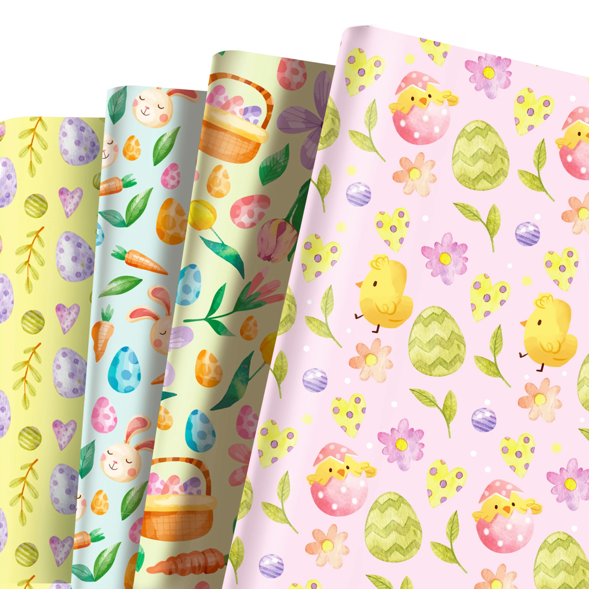 WZ037 Easter Day Spring Easter Egg and Rabbit Pattern Gift Box Decorated Packaging Wrapping Paper for Easter Party Decorations