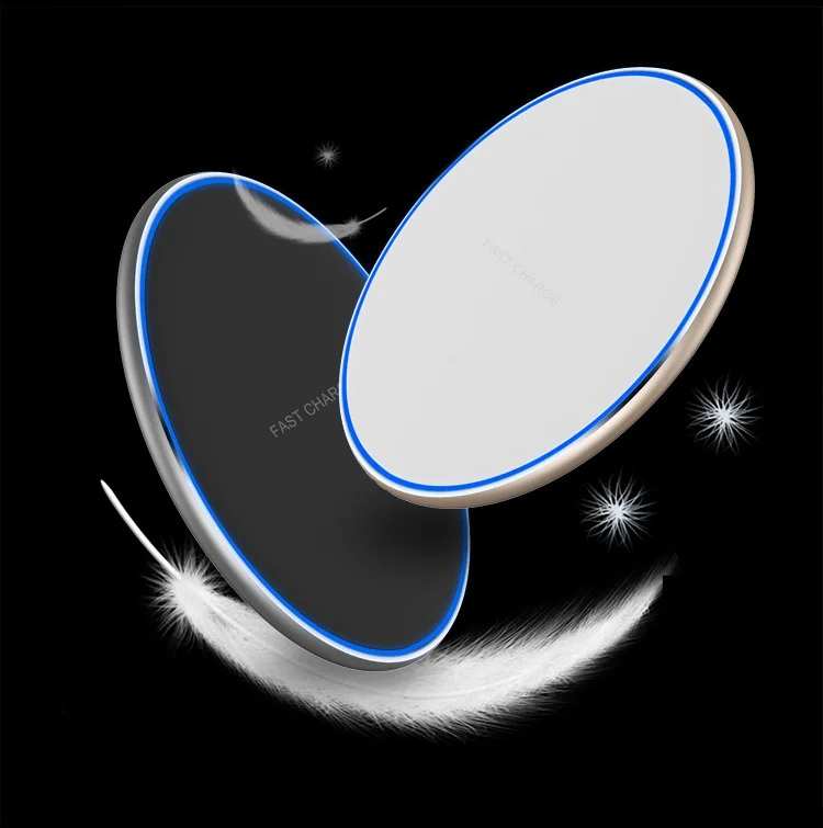 Portable Mirror Surface Mobile Phone Wireless Charger Crystal Round Wireless Charger For Android Pones