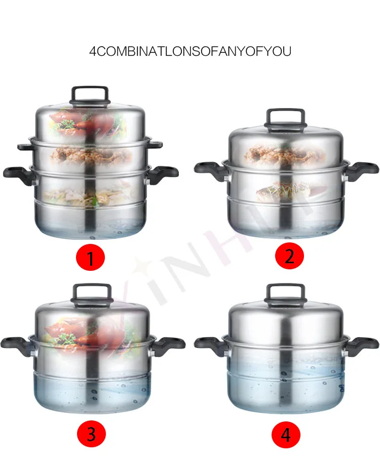 3 слоя из нержавеющей стали пароварка и посуда Кастрюля со стеклянной