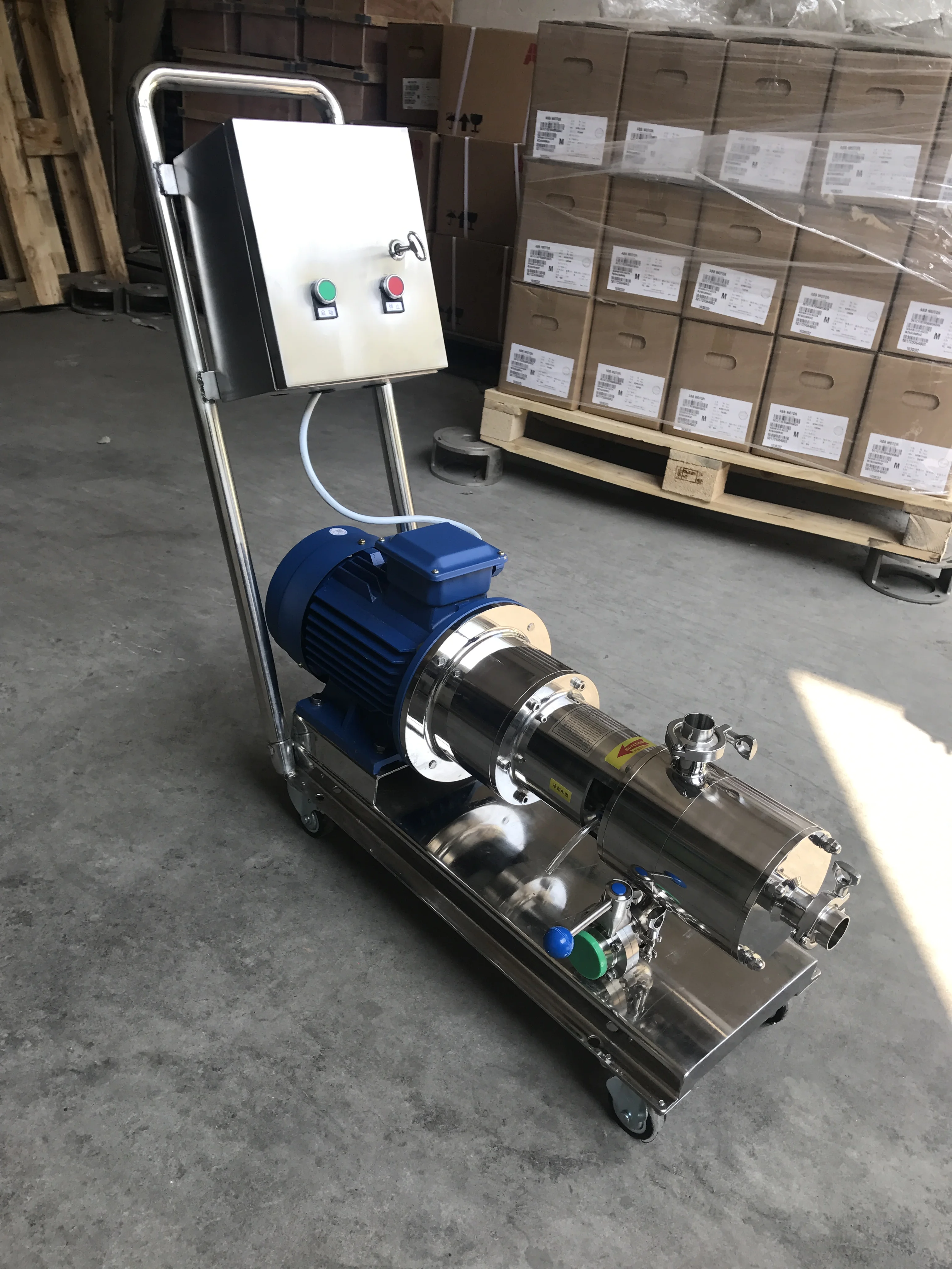 7.5KW Mayonnaise High Shear Inline 3 Stage Emulsification Pump Mixing Pipeline Homogenizer Pump with Hopper