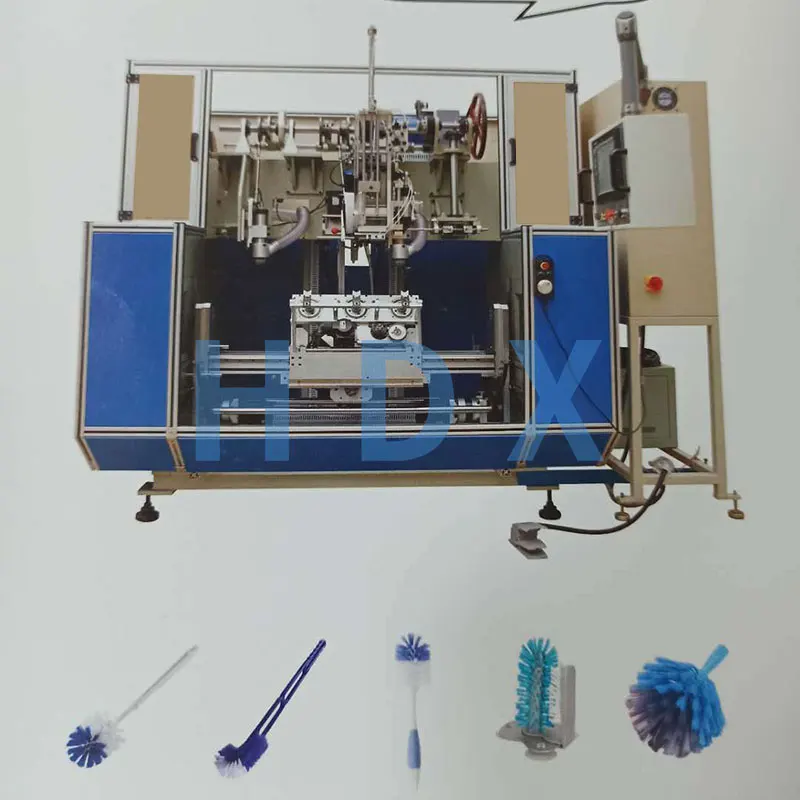Five-axis three-head broom, hair-drilling and planting machine