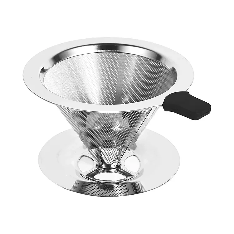 Pour Over Coffee Dripper Stainless Steel Coffee Filter Metal Cone Filter Paperless Reusable Filter Single Cup Coffee Maker