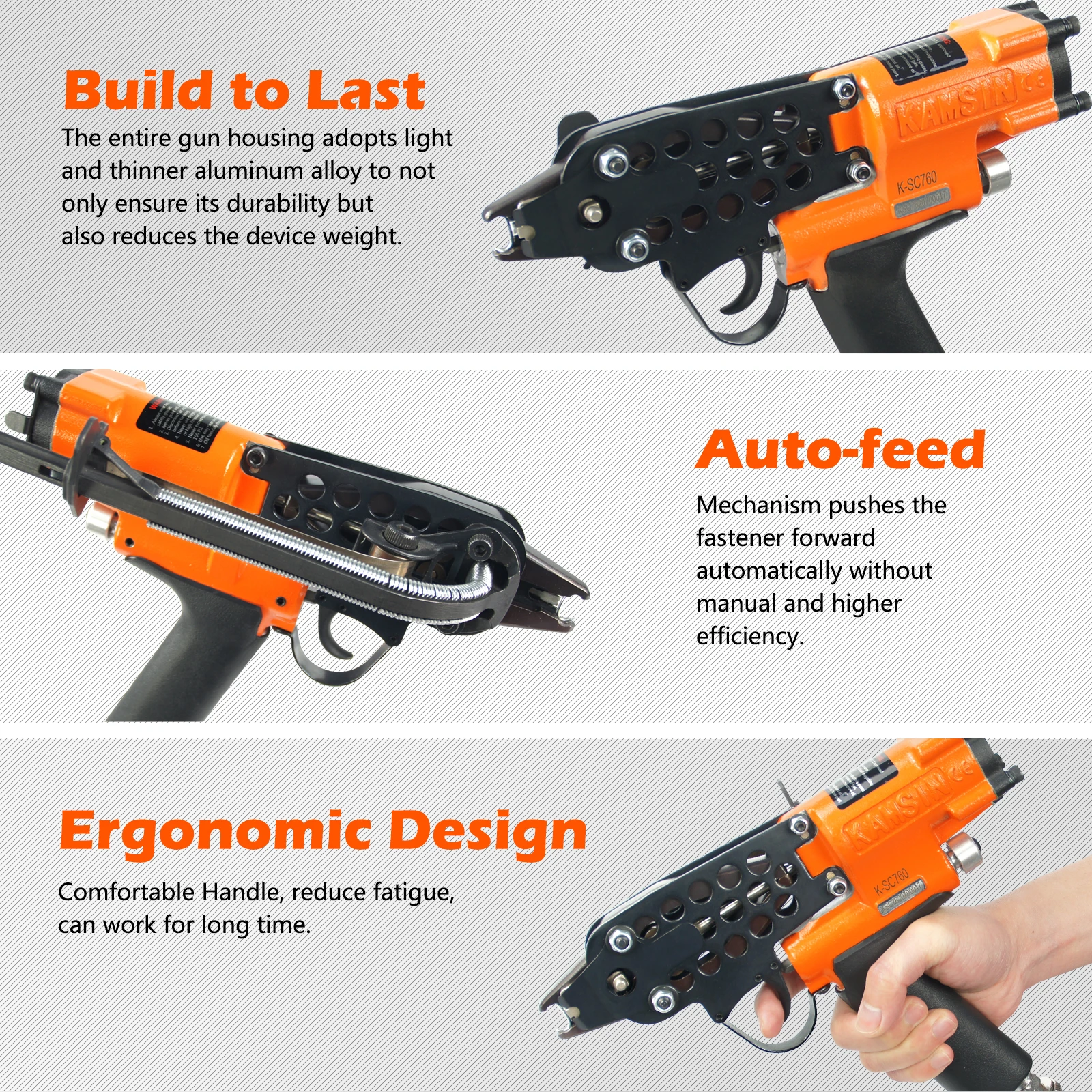 SC760 C Ring Gun16 Gauge 1/2-Inch Crown 3.0-4.8 mm Closure Diameter Pneumatic Hog Ring Gun for Spring Mattress, Fencing