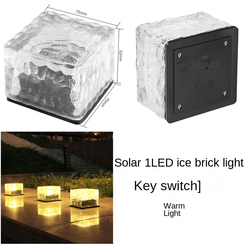 LED IP68 Outdoor Solar Glass Brick Light for Garden Courtyard Pathway Patio Underwater Pool Light