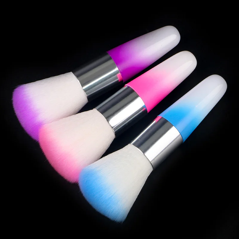 OEM/ODM Cute Nails Dust Brush Bling Nail Art Brush 3 Colors Large Size Soft Brush For Cleaning Nail Dust