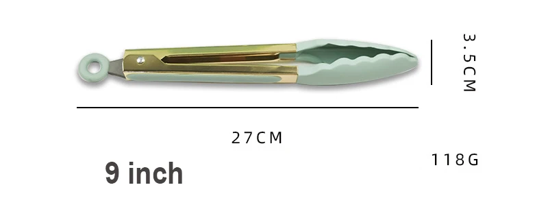 Heat resistant 9 12 inch metal BBQ kitchen serving tongs food grade silicone tips food tongs