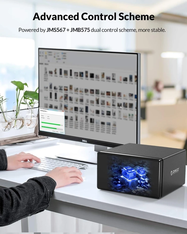 ORICO 8 Bay Tool-Free Aluminum Hard Drive Enclosure with 2 Build-in Fans HDD Docking Station for Small Business Data Backup