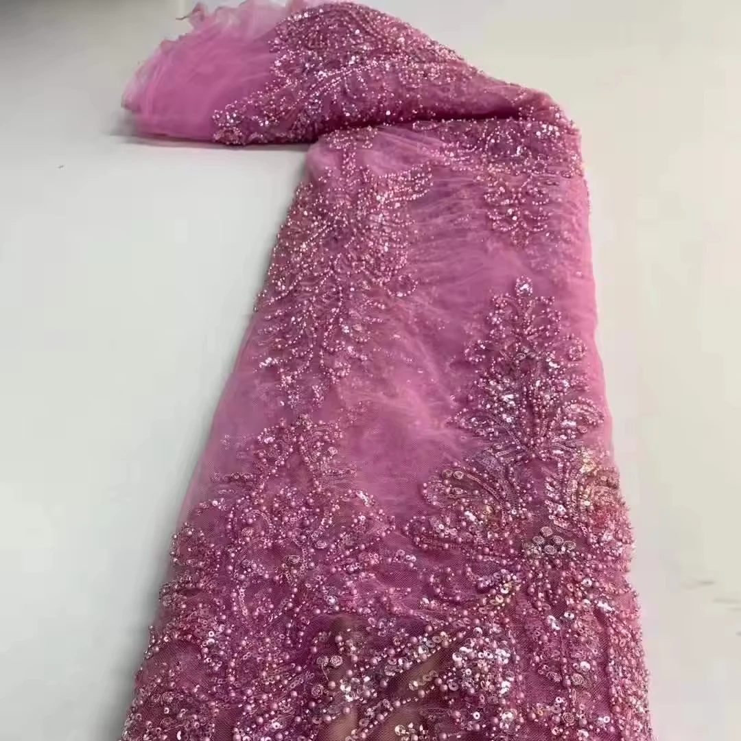 Good quality sequins lace beautiful Italy sequin beaded lace fabric luxury for wedding