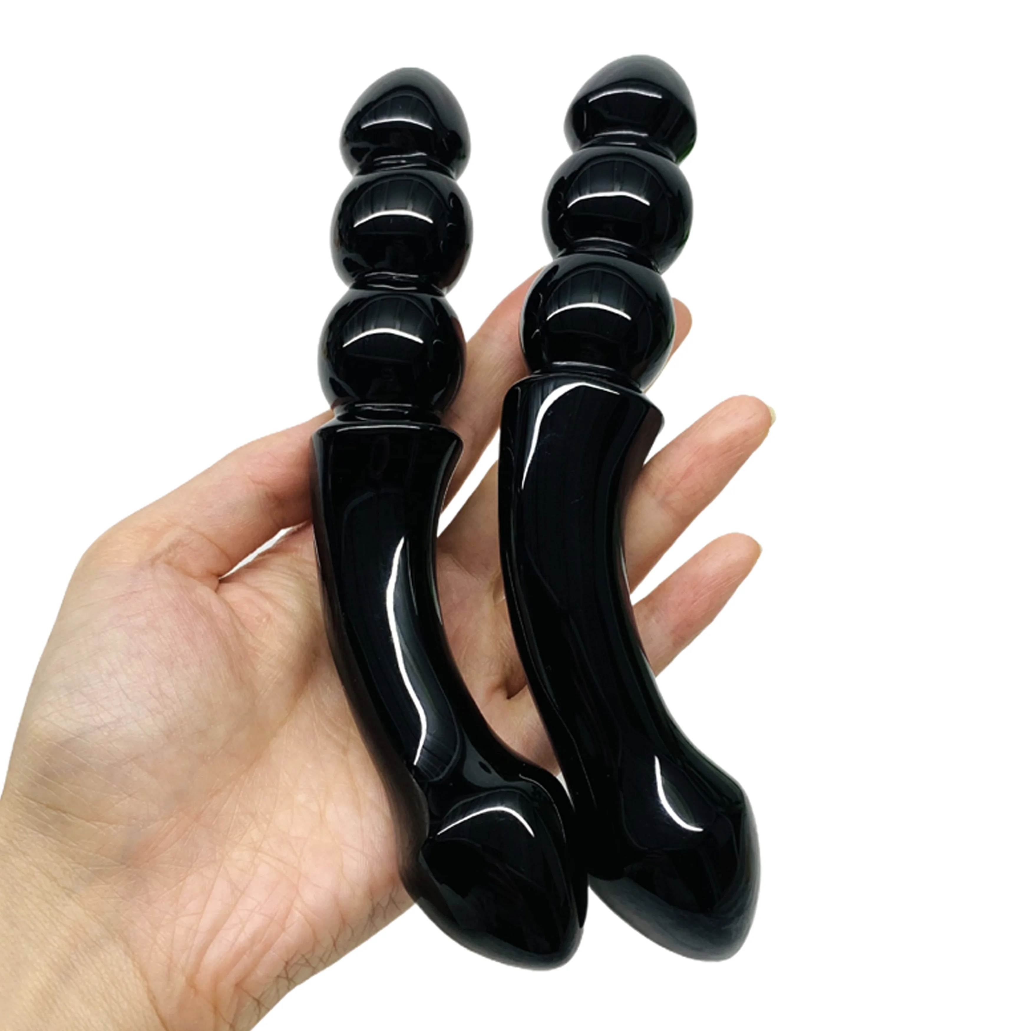 Black Obsidian Crystal Dildo Wand Massager Anal Bead Yoni Wand Black Obsidian Energy Healing Wand For Women Meditation and Relax