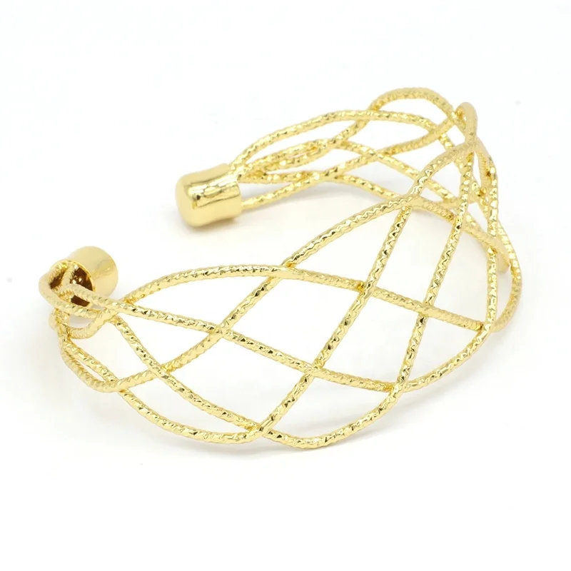 Wholesale price amazing big adjustable Mesh Bangle bracelet gold plated Bangle for women