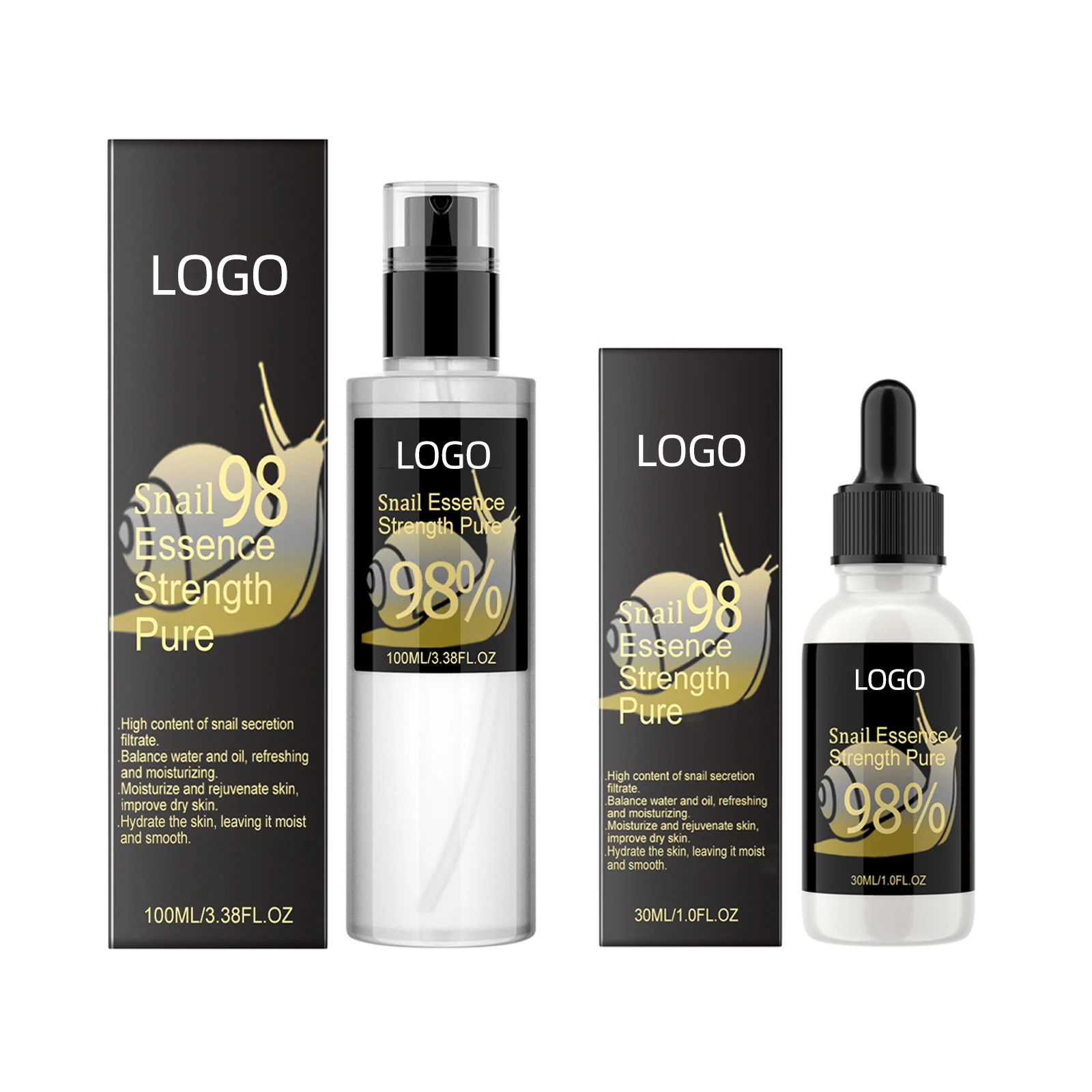 Customized Korea Cosmetic Anti Aging Face Serum Natural Organic Remover Wrinkle Snail Essence Liquid Collagen Facial Serums