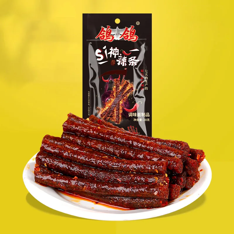 28g Wholesale Price Chinese Goodies Flour Products Spicy Vegan Food Snack Latiao Exotic Gluten Snack Hot Spicy Strip