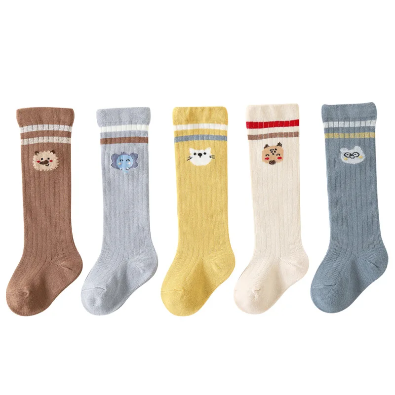 Fashion Basic 1-3Y Kids Rib Cotton Knee Socks Uniform Stockings 13 Neutral Solid Colors Striped Baby Boys Girls Knee High Socks