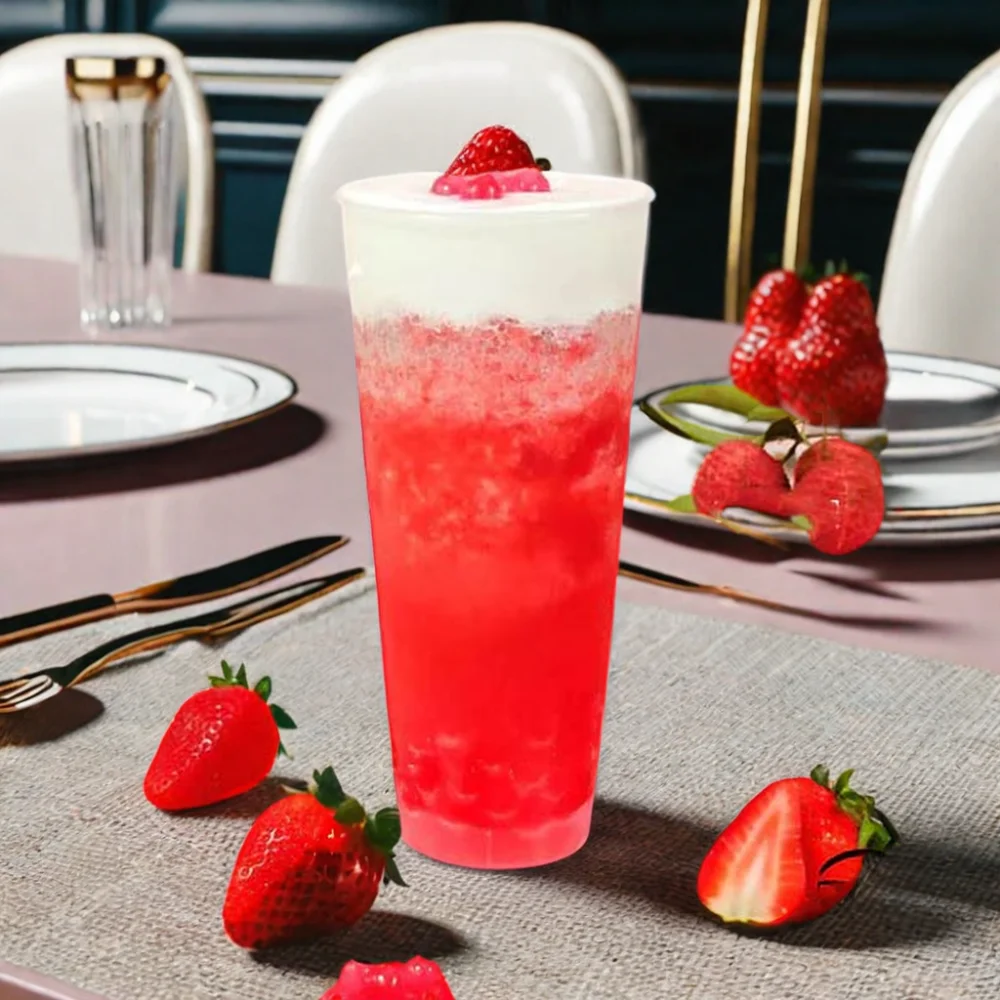 Custom Logo 360ml 500ml 700ml 1000ml Disposable Thick Smoothie PP Clear Frost Plastic Bubble Boba Milk Tea Cup with Lid