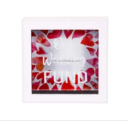 6*6inch  Wooden Transparent Money Can Coin Saving Box Piggy Bank Storage Wooden Money Coin Box