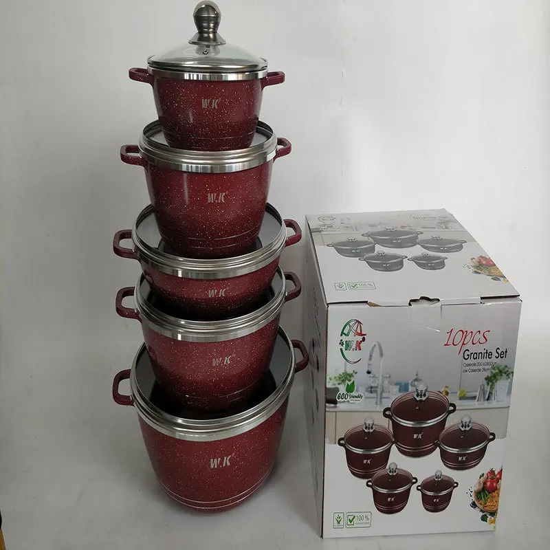 Non-stick Cooker Set of 10 Pieces Household Aluminum Wok Soup Pot Kitchen Utensils Combination Gas Stove Suitable for Cooker Set