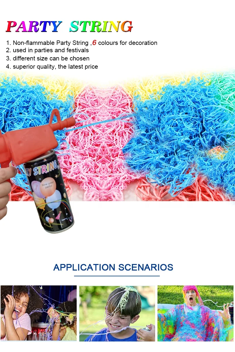 high-quality 150ML non-flammable Party String with Toy-Gun /Crazy Ribbon with Toy-Gun