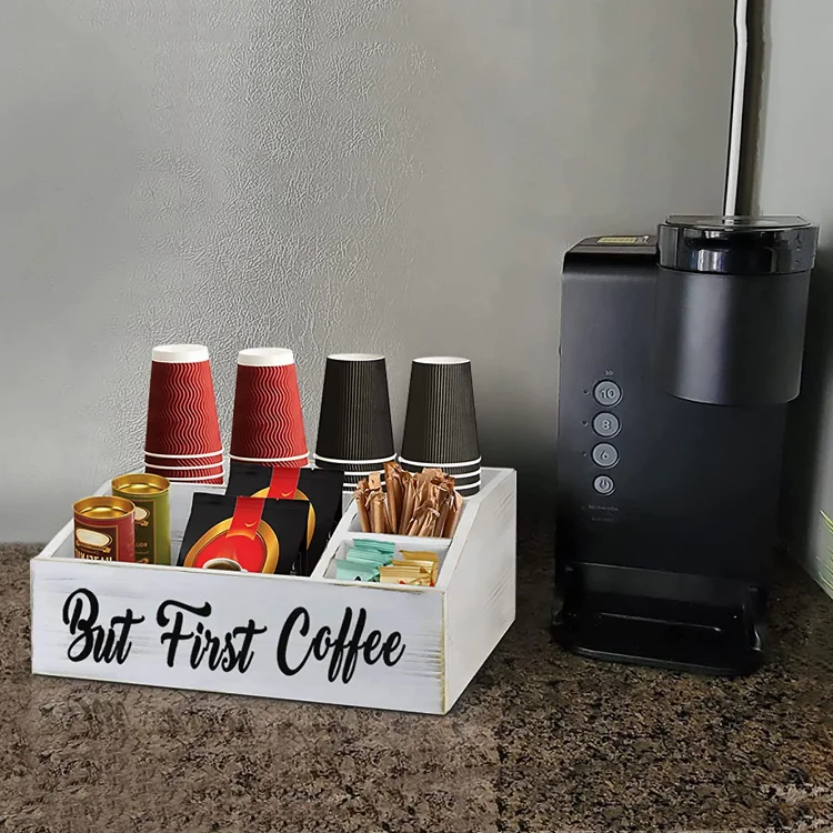 high quality wooden coffee station organizer coffee bar accessories organizer for counter