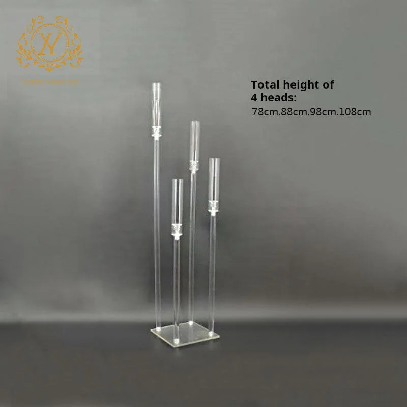 Clear Acrylic Centerpiece Stand 3/4/5/6/8/9 Arms High Candlestick Wedding Candle Holder for Event Stage Lighting Decoration