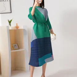 High Quality Hot Sale 2023 New Dress For Party Pleated Elegant Casual Dresses Printed Miyake Pleated Dress