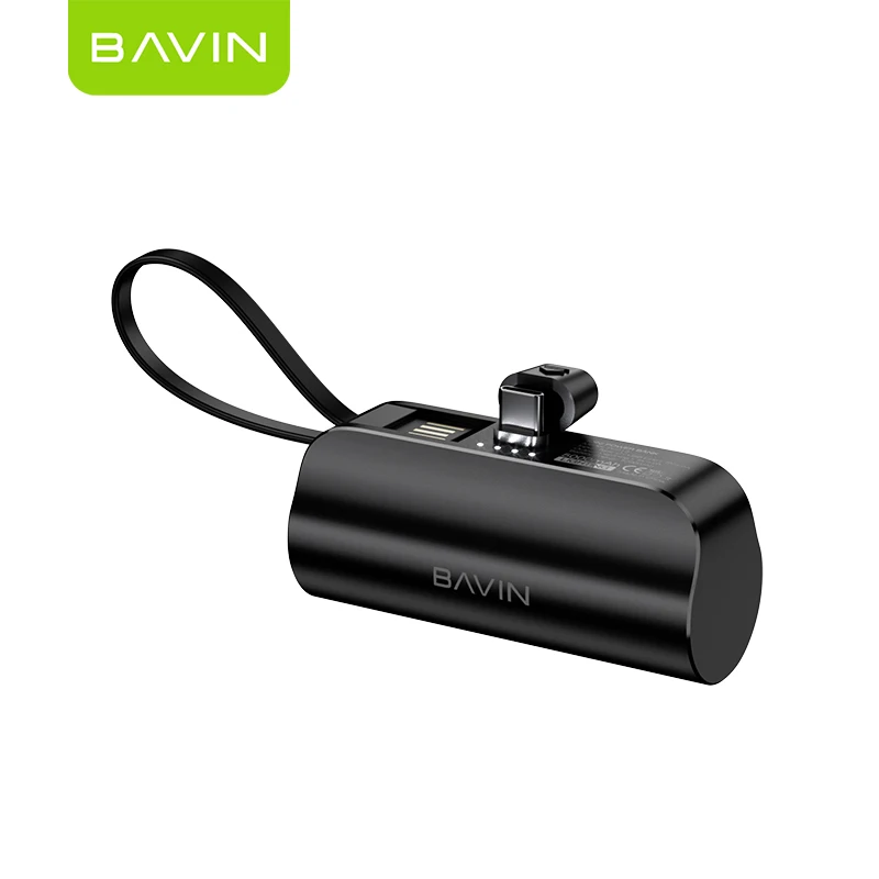 BAVIN Custom High Quality 5000MAH Portable Mini Outdoor Travel Cell Mobile Phone Power Bank with USB Cable