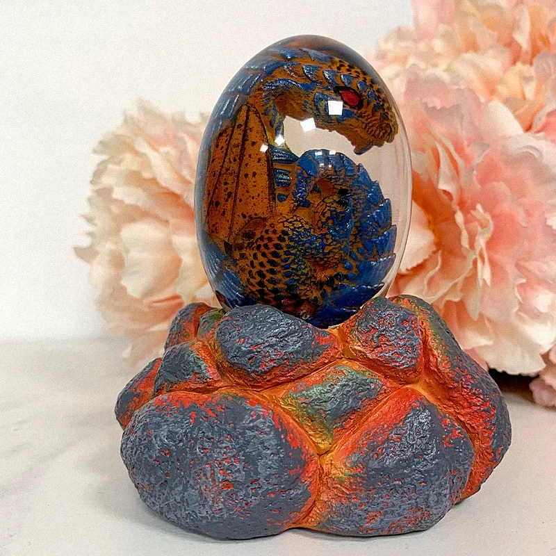 Resin Dragon Egg Crafts Luminous transparent ornaments animal statue folk crafts desk decoration