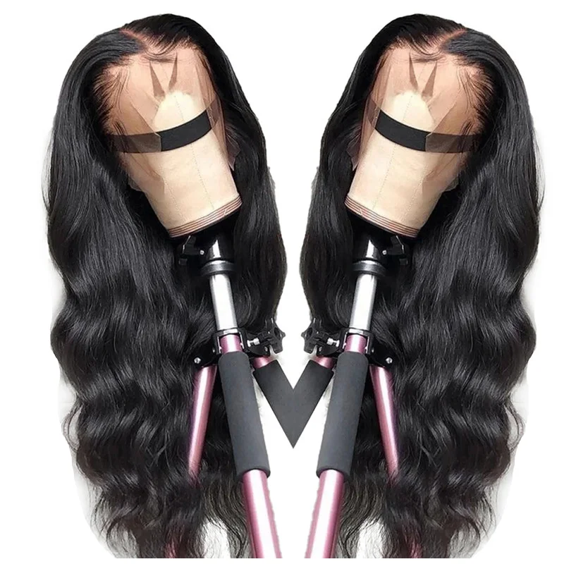 
Brazilian Human Hair Body Wave Lace Front Wigs with Bangs Virgin Cuticle Aligned Brazilian Hair Pre Plucked Lace Front Wig 