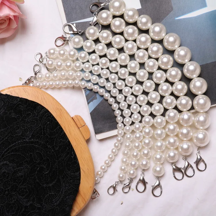 stock 10 different sizes pearl chain bag handles