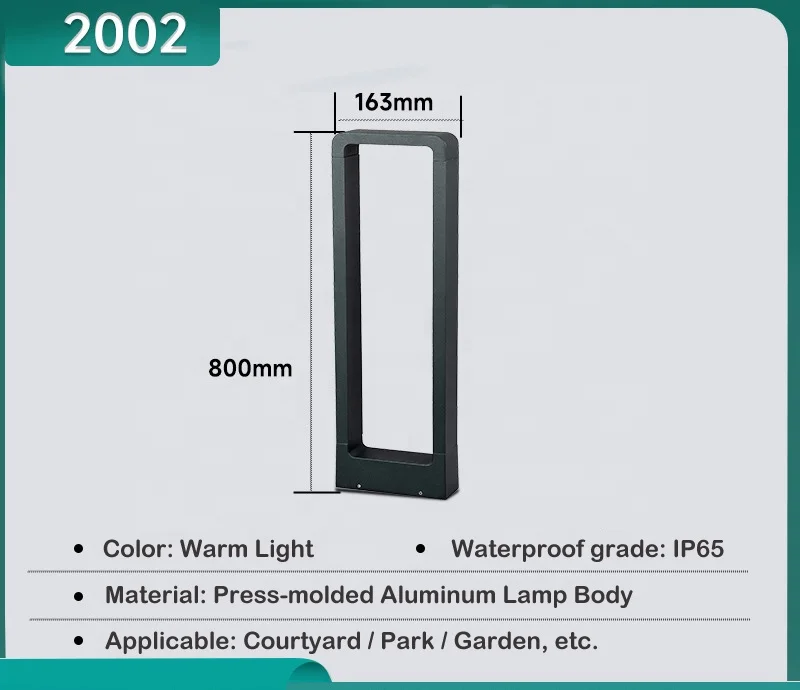 Popular Outdoor Waterproof IP65 Modern Rectangular Lawn Light Landscape Bollard Light Led Garden Light Aluminum 90 80 AC 85-265V