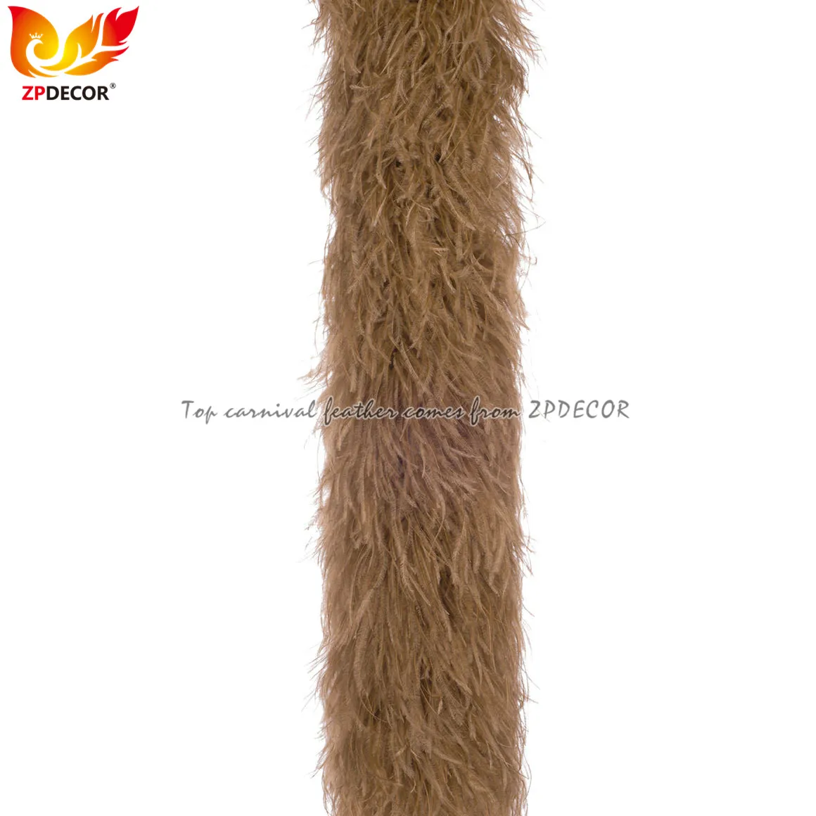 ZPDECOR Factory Wholesale Top Quality Cheap 8 Ply Golden Brown Ostrich Feather Boas Scarf for Fashion Show Bikini