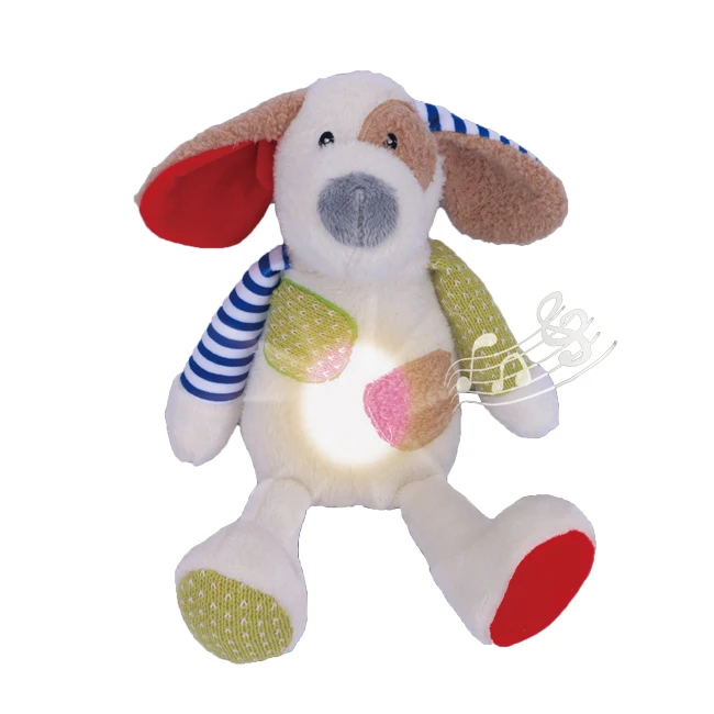 Infant soothing doll toys electric music lights cartoon stuffed animal accompany baby cotton plush toy