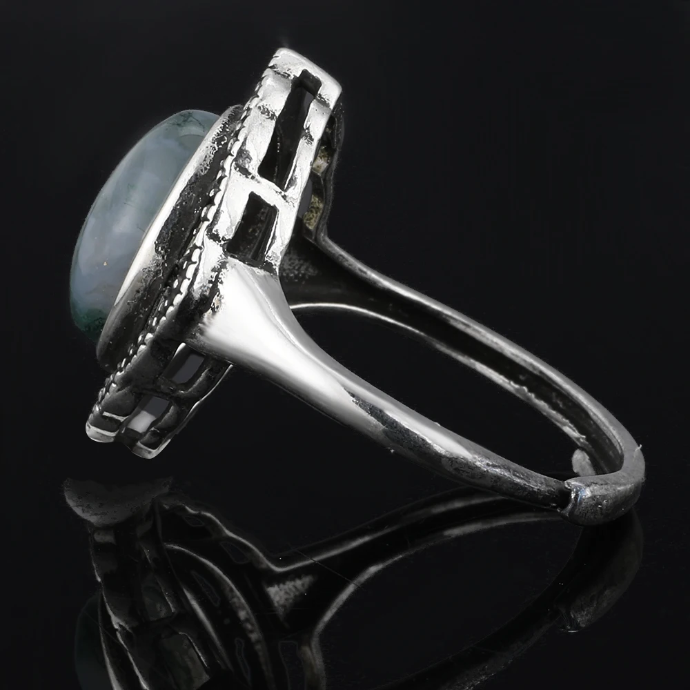 100% Natural Fluorite Gray moss agate strawberry quartz stone gem Ring for Women Crystal Quartz Gemstone Adjustable ring