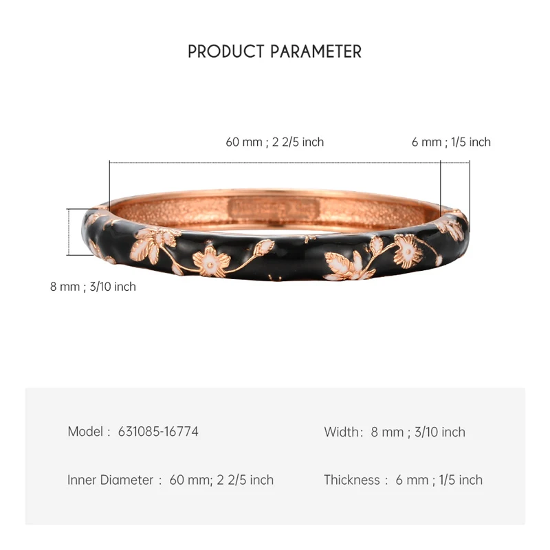 Wholesale Alloy Gold Plated Colorful Cloisonne Enamel Flower Bangle Bracelet for Ladies Jewelry Gift