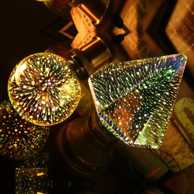 3d Led Firework Lamp Light Bulb Heart Edison E27 110v 220v Near Year Decoration Copper Wire 6w Holiday Night Novelty Christmas