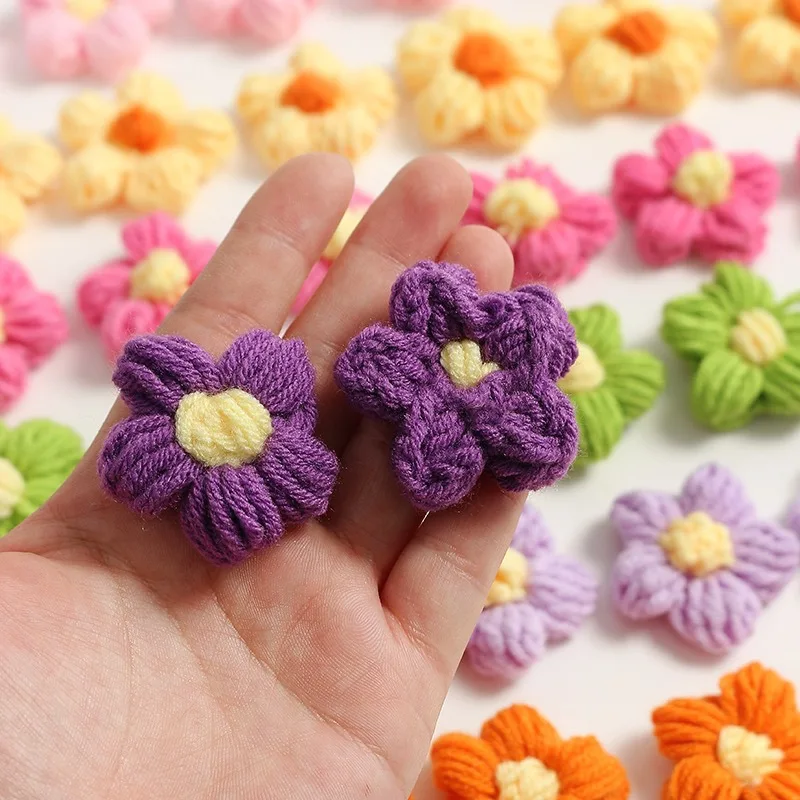DREA  Wholesale Handmade Crochet flowers hair accessories for kids clothing accessories single crochet flower