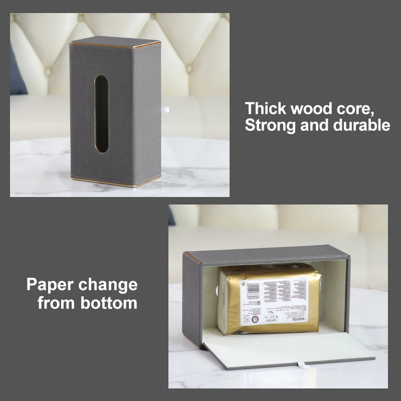 MAVOBO Luxury PU Leather Tissue Box Custom Logo for Hotel Home Decoration Leather Napkin Holder Tissue Box Holder