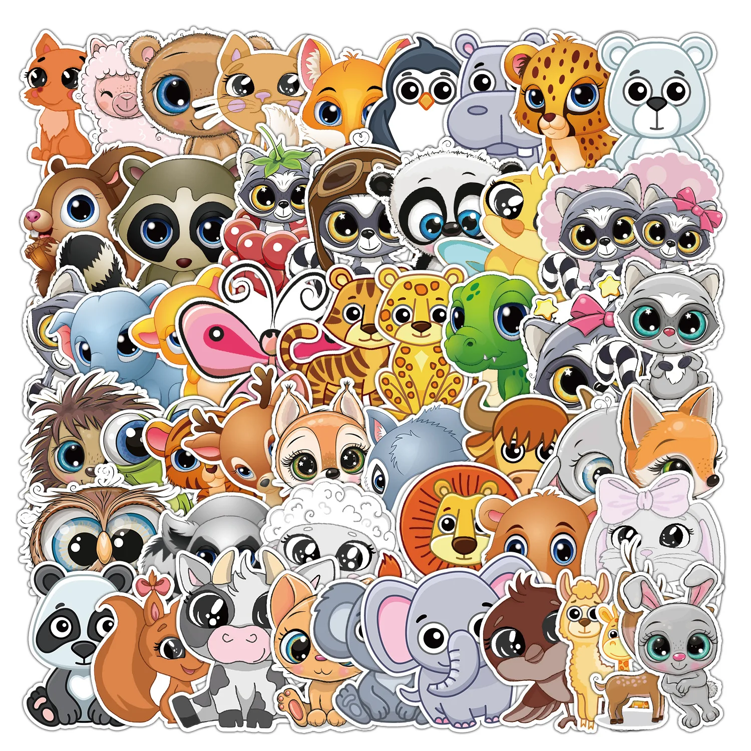 50PCS Big-Eye Animal Graffiti Stickers Mobile Phone Computer Water Bottle Decoration Sticker Waterproof Kids Stickers