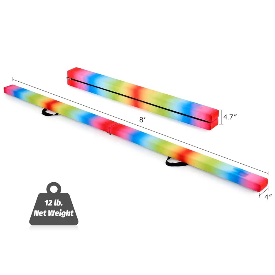 Wellshow Sport Gymnastics Balance Beam Floor Balance Beam with Carry Handles Anti-Slip Base for Kids Beginners Gymnasts