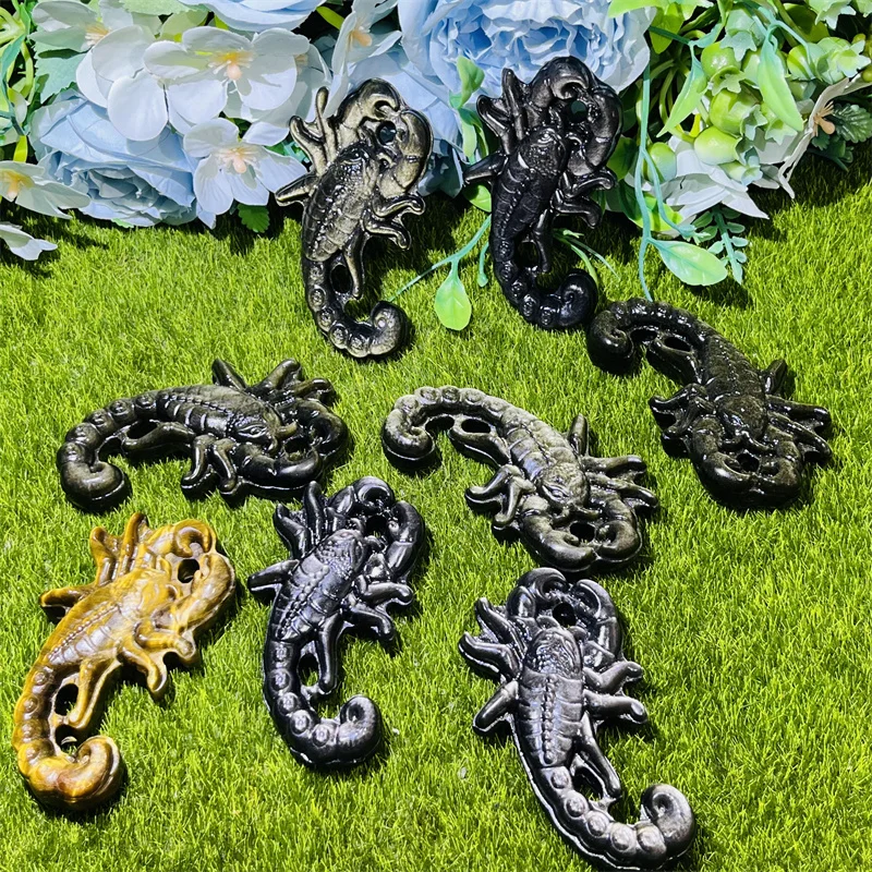 New Design Natural Crystal Crafts Obsidian Animal Statue Golden Obsidian Scorpion For Decoration