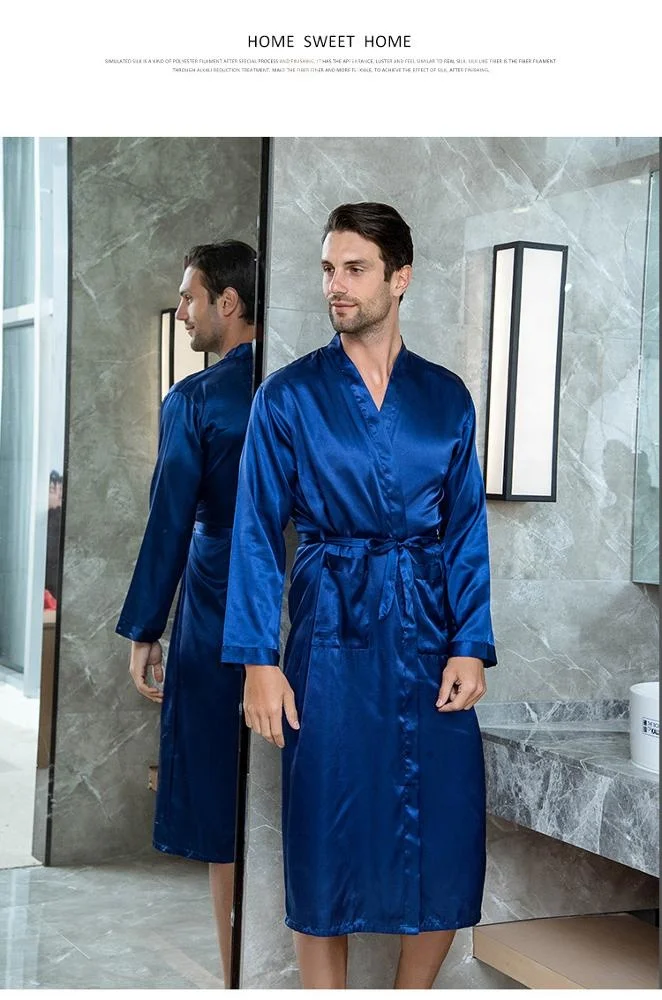 Custom Men Silk Satin  Robe Pajamas Bath SilkPersonalized Name and Date for  Wedding Party