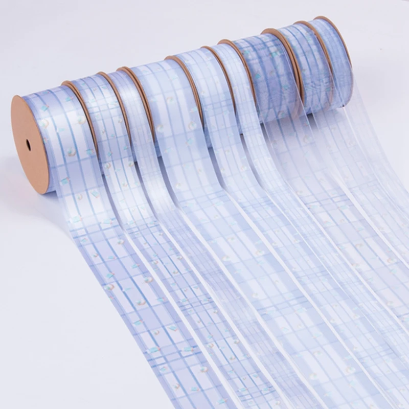 Wholesale lattice printed Grosgrain Ribbon Wedding Gift Wrapping Satin Ribbon Purple Organza Ribbon