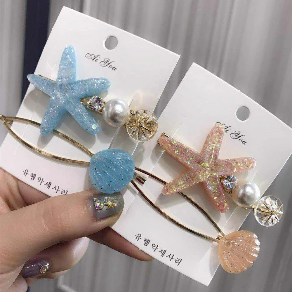 Модная шикарная Пляжная Жизнь Милая ракушка Морская звезда Аксессуары для девочек заколки для волос женская заколка для волос