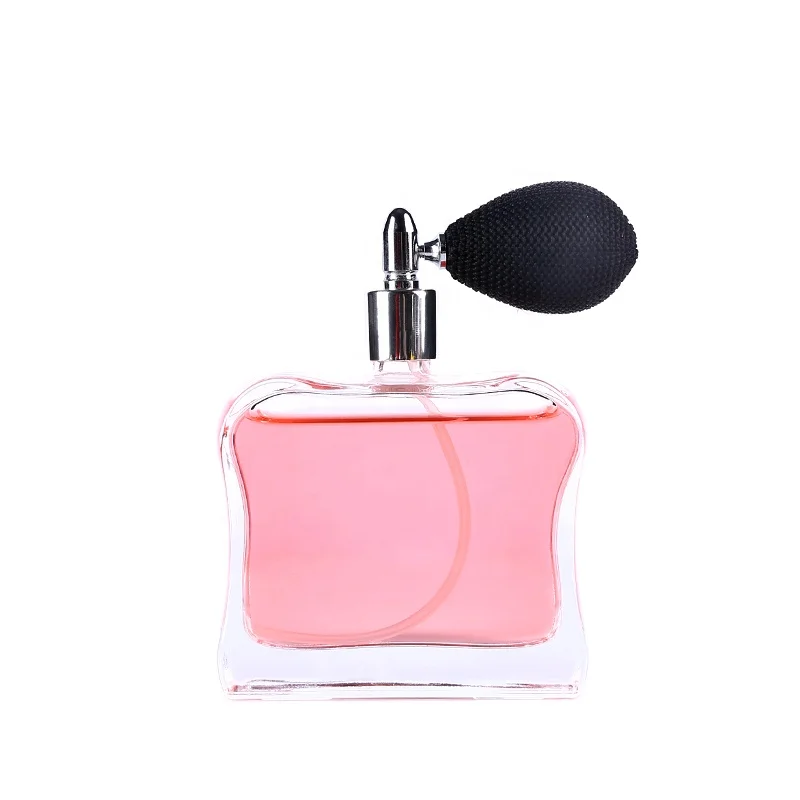 Flat square balloon atomizer perfume glass bottle airbag perfume 100ml bottle
