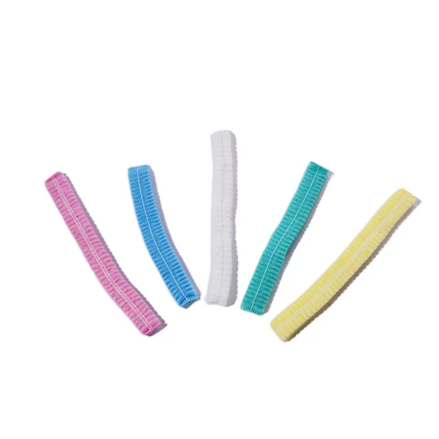 OEM Disposable Medical Non woven strip cap bouffant head cover Hair Net surgical doctor nurse hat Round mob cap