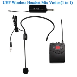 Беспроводная микрофонная система UHF двухканальный беспроводной микрофон в комплекте с 2 гарнитурами и 1 лавальным
