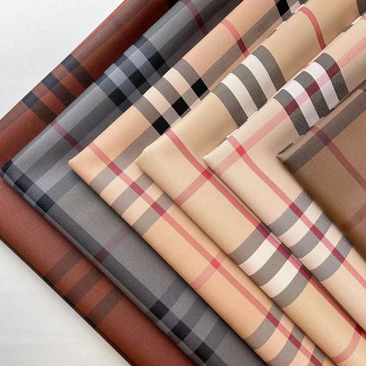 wholesale Synthetic Leatherette Fabric Assorted Plaid Printed Faux Leather