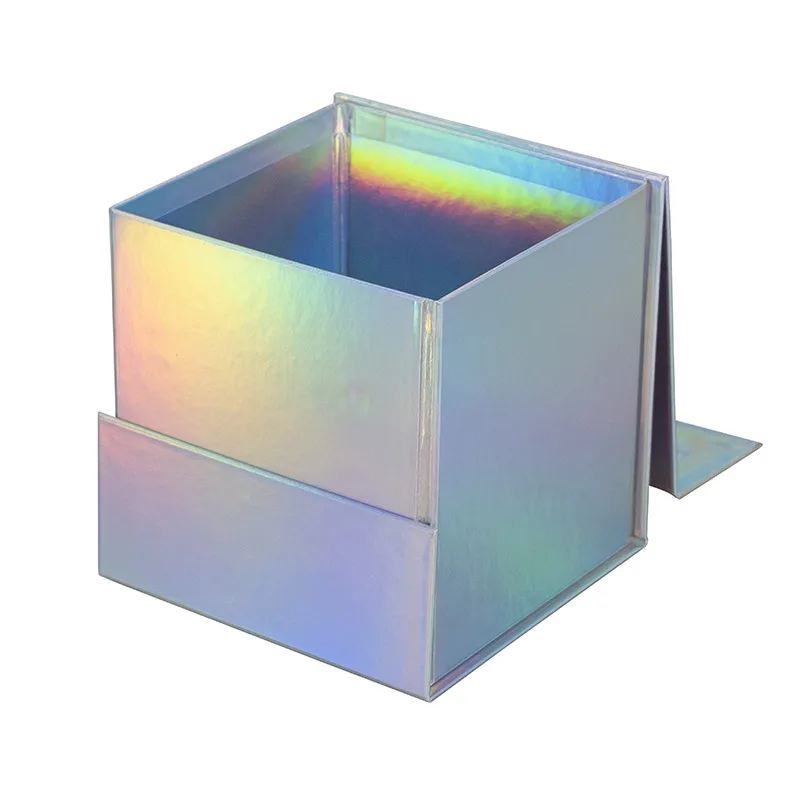 four-corner folding Gift universal packaging box direct supply square foldable box  side flip flip magnet box